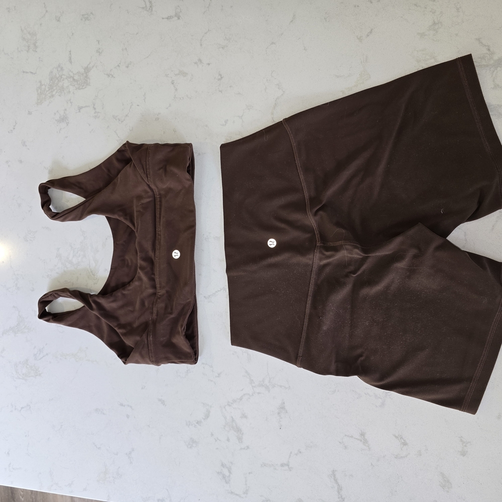 Brown Sports Bra and Shorts Set Lululemon